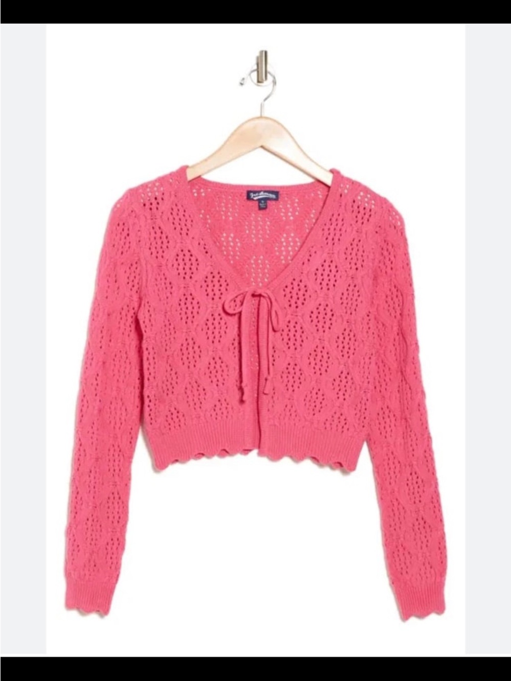 Freshman Pink Open-Knit Tie-Front Women's Cardigan